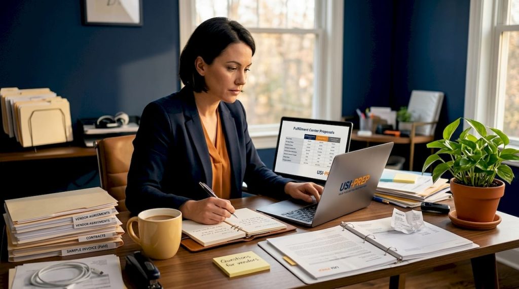 Logistics manager reviewing fulfillment proposals