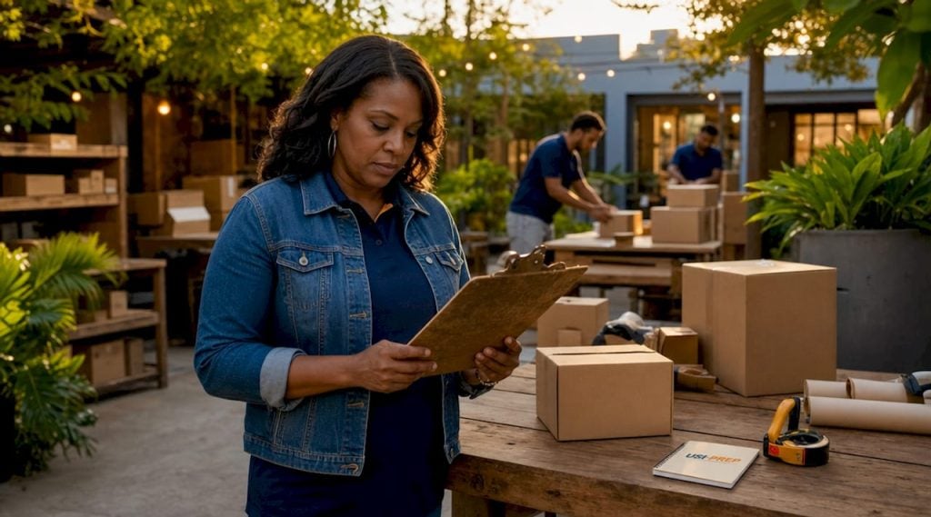 Warehouse manager checking FBA prep orders