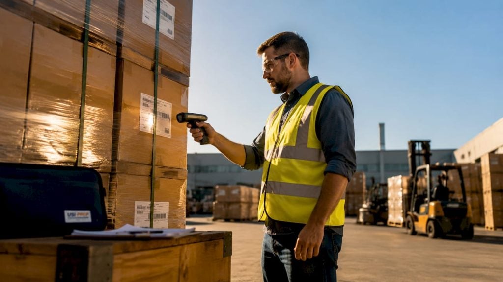 Warehouse manager inspecting ecommerce inventory