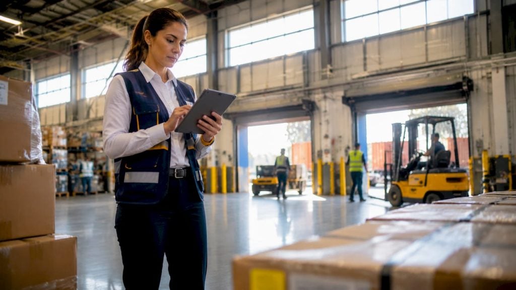 Woman scanning inventory at Walmart fulfillment center