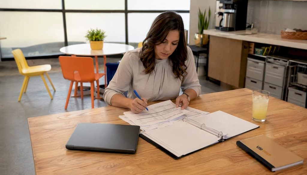 Woman auditing ecommerce fulfillment invoices