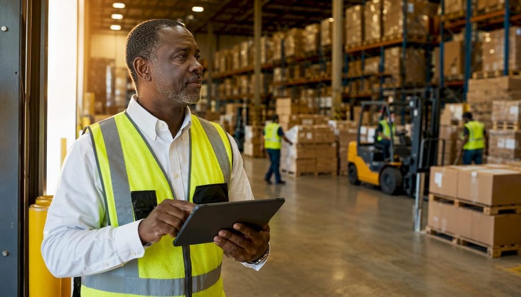 Warehouse manager reviewing fulfillment expenses