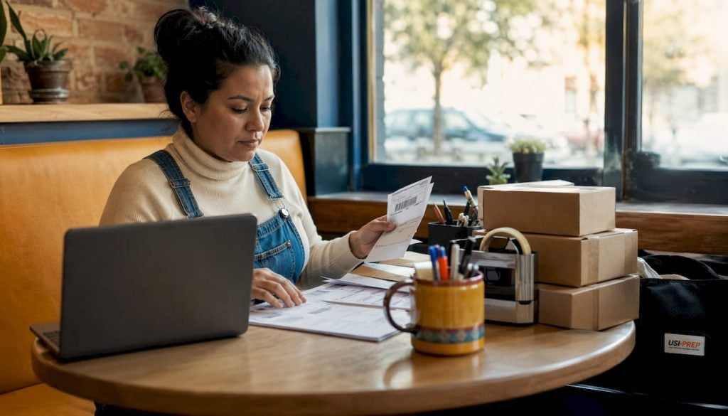 Seller preparing Walmart Marketplace orders at home