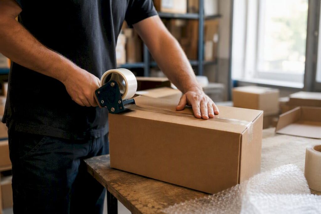 Hands measuring large package length