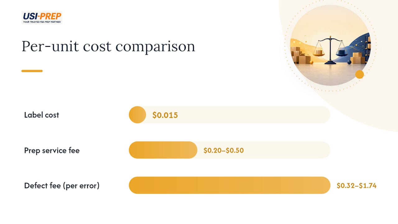 Cost comparison chart for self-label versus prep service labeling