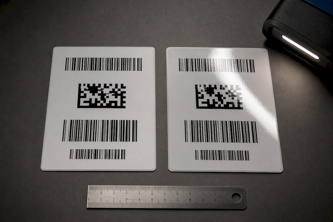 Matte and glossy barcode label samples