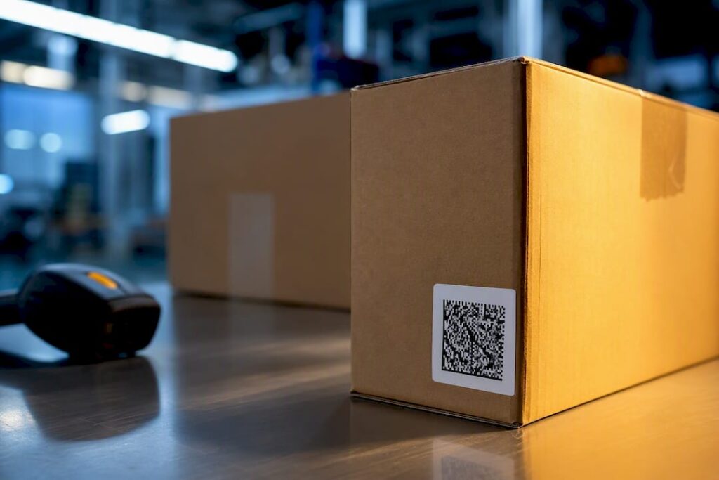 2D barcode label on fulfillment carton