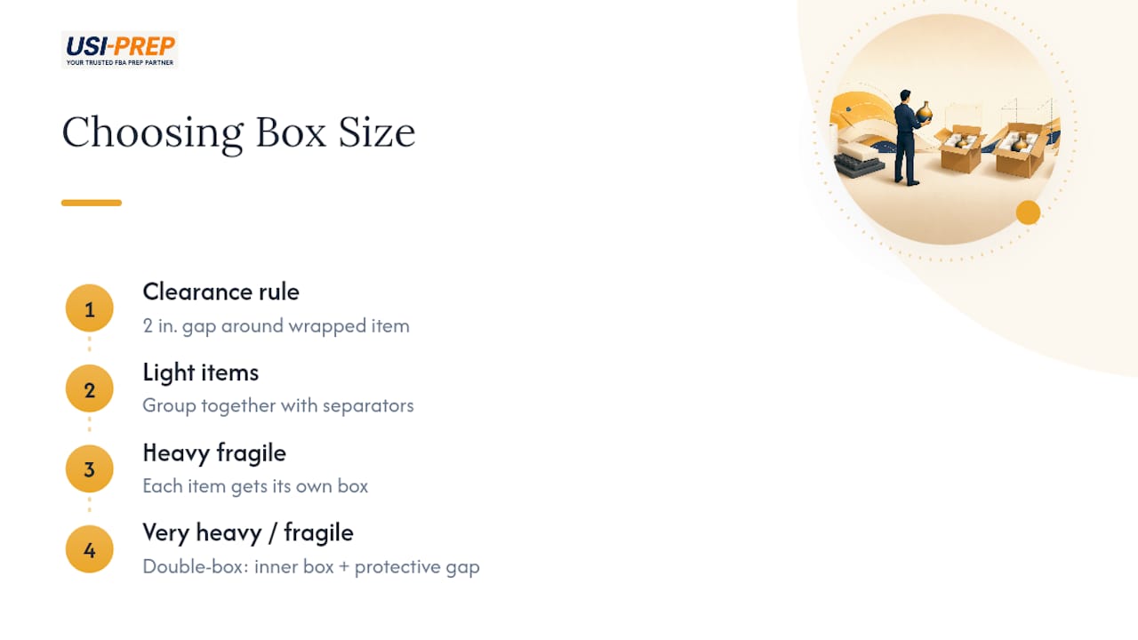 Fragile packaging box sizing and cushioning diagram