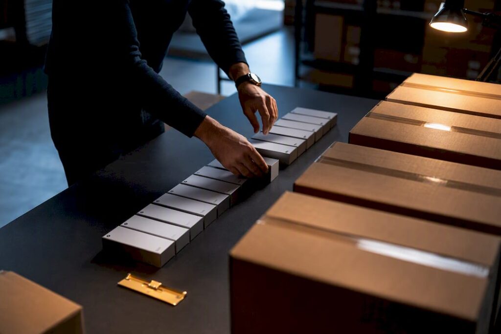 Hands reconciling anonymized inventory units