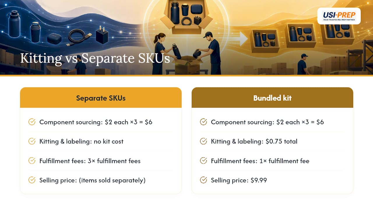 Comparison of separate versus bundled kit economics